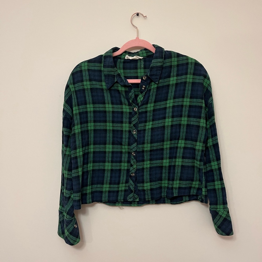 Poison Ivy Brand Green Plaid Crop Top 100% Cotton